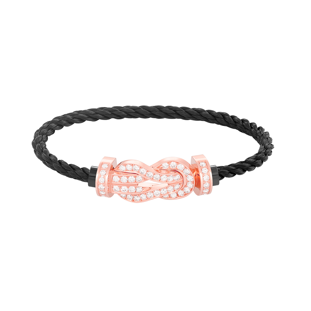 [Leaves]LARGE 8-FIGURE BUCKLE FULL DIAMOND BRACELET - ROSE GOLD