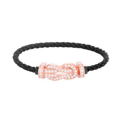 [Leaves]LARGE 8-FIGURE BUCKLE FULL DIAMOND BRACELET - ROSE GOLD
