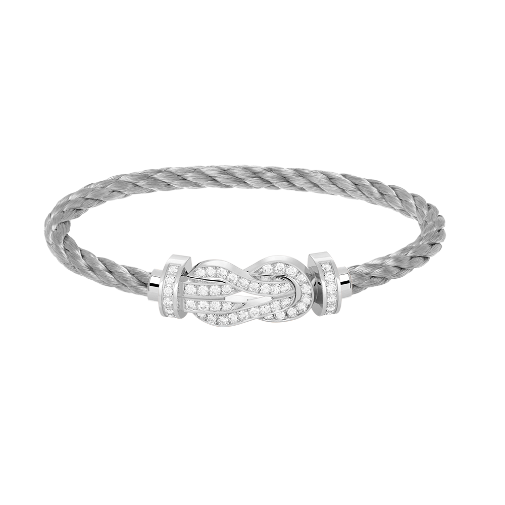 [Leaves]LARGE 8-FIGURE BUCKLE FULL DIAMOND BRACELET -WHITE GOLD