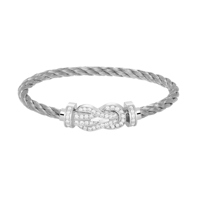 [Leaves]LARGE 8-FIGURE BUCKLE FULL DIAMOND BRACELET -WHITE GOLD