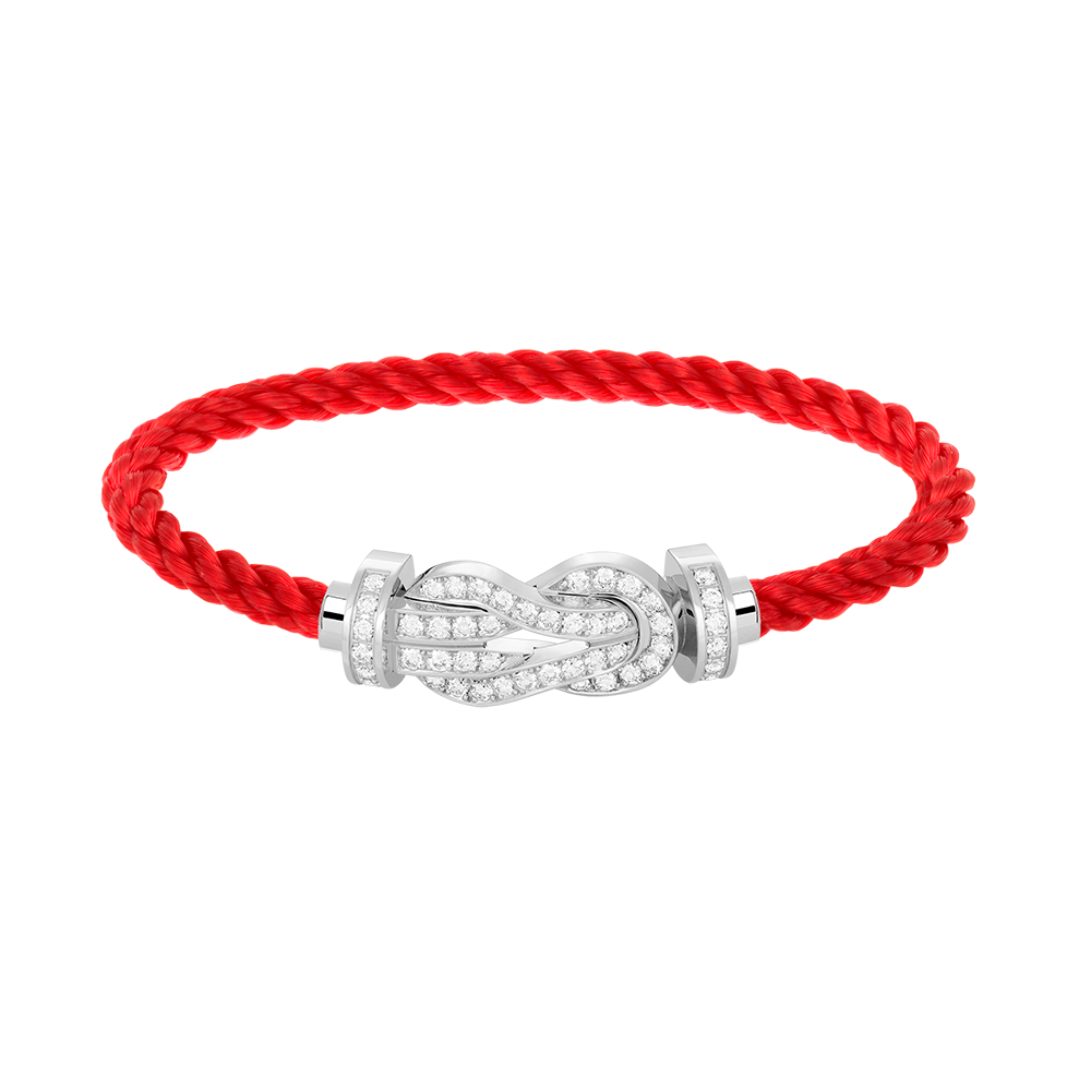 [Leaves]LARGE 8-FIGURE BUCKLE FULL DIAMOND BRACELET -WHITE GOLD