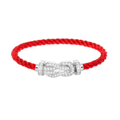 [Leaves]LARGE 8-FIGURE BUCKLE FULL DIAMOND BRACELET -WHITE GOLD