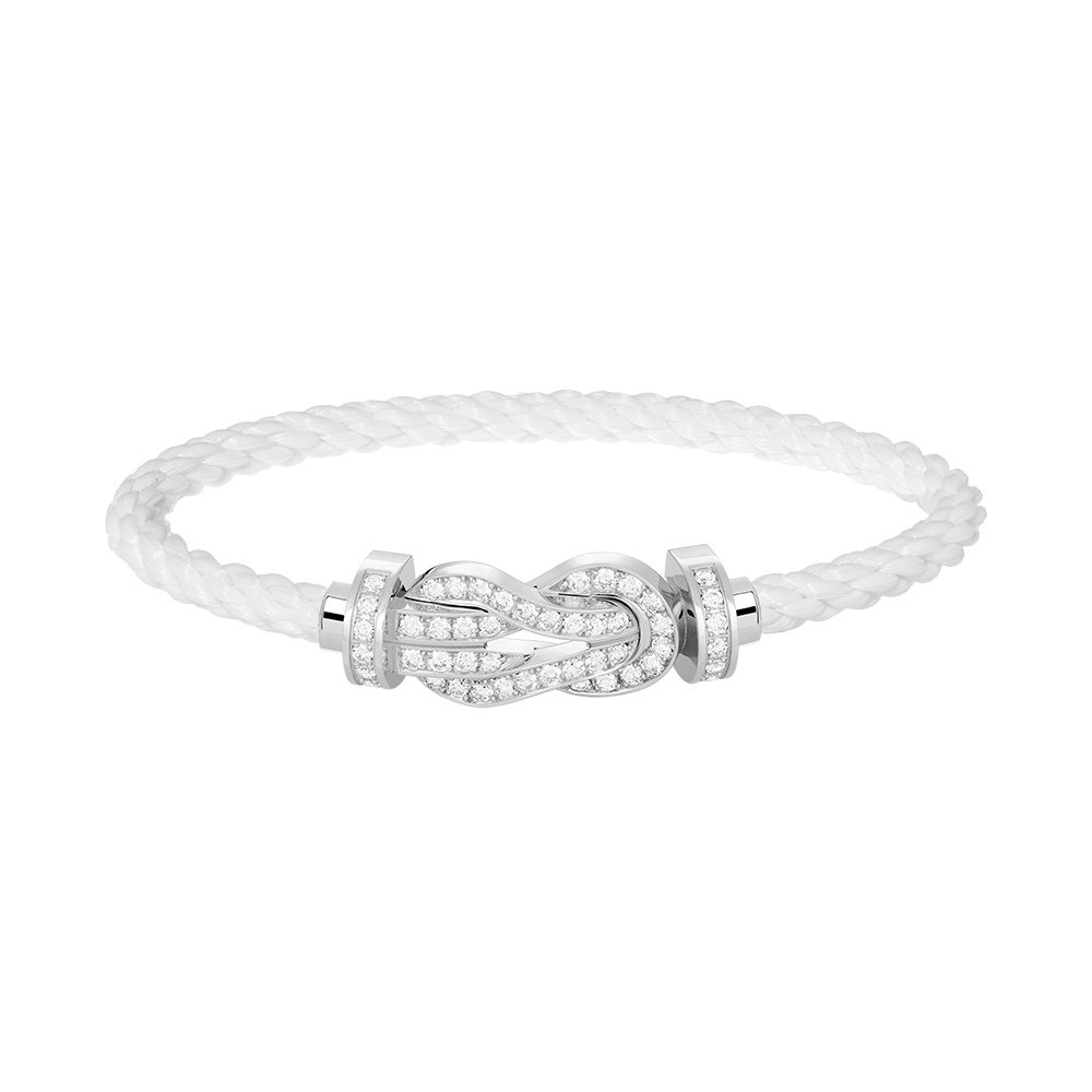 [Leaves]LARGE 8-FIGURE BUCKLE FULL DIAMOND BRACELET -WHITE GOLD