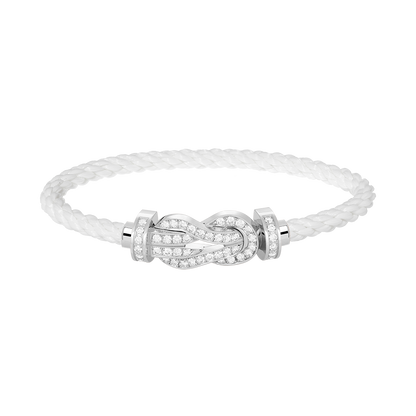 [Leaves]LARGE 8-FIGURE BUCKLE FULL DIAMOND BRACELET -WHITE GOLD