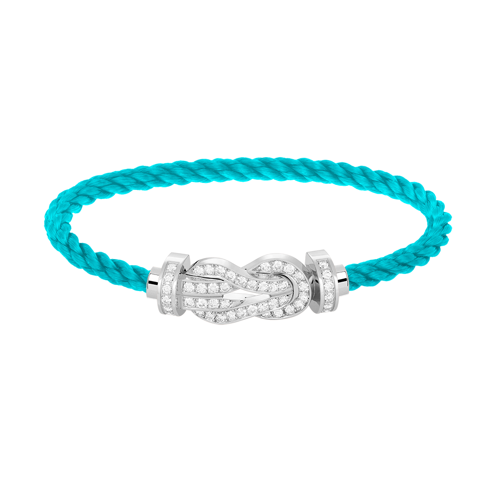 [Leaves]LARGE 8-FIGURE BUCKLE FULL DIAMOND BRACELET -WHITE GOLD