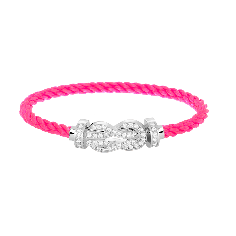 [Leaves]LARGE 8-FIGURE BUCKLE FULL DIAMOND BRACELET -WHITE GOLD
