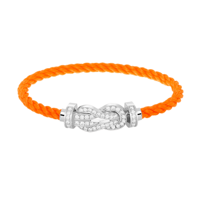 [Leaves]LARGE 8-FIGURE BUCKLE FULL DIAMOND BRACELET -WHITE GOLD
