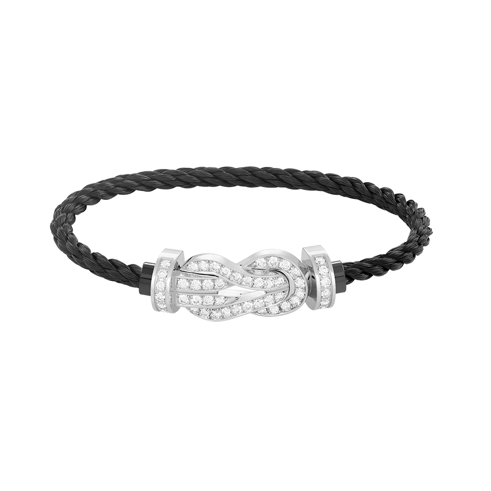 [Leaves]LARGE 8-FIGURE BUCKLE FULL DIAMOND BRACELET -WHITE GOLD
