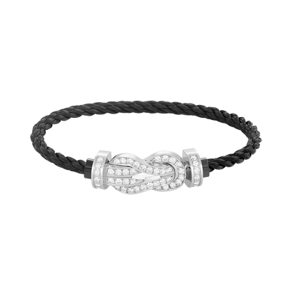 [Leaves]LARGE 8-FIGURE BUCKLE FULL DIAMOND BRACELET -WHITE GOLD