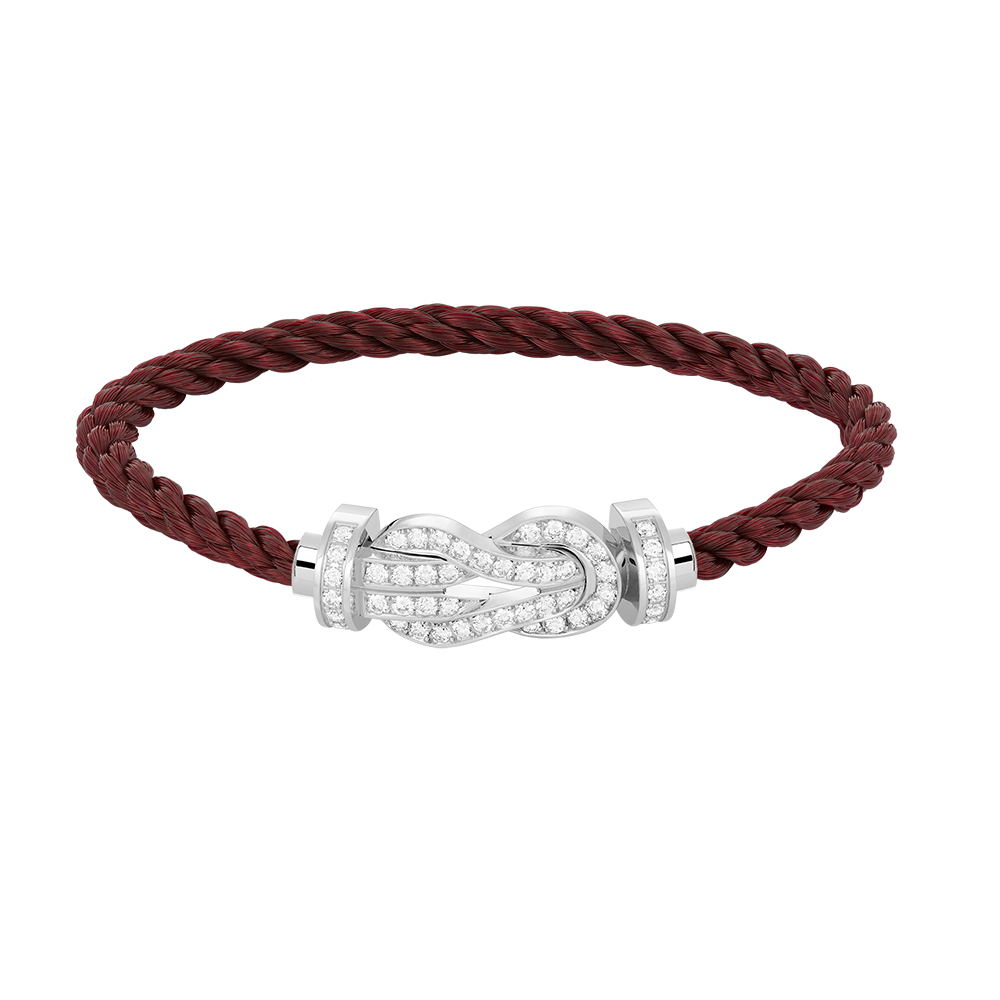 [Leaves]LARGE 8-FIGURE BUCKLE FULL DIAMOND BRACELET -WHITE GOLD