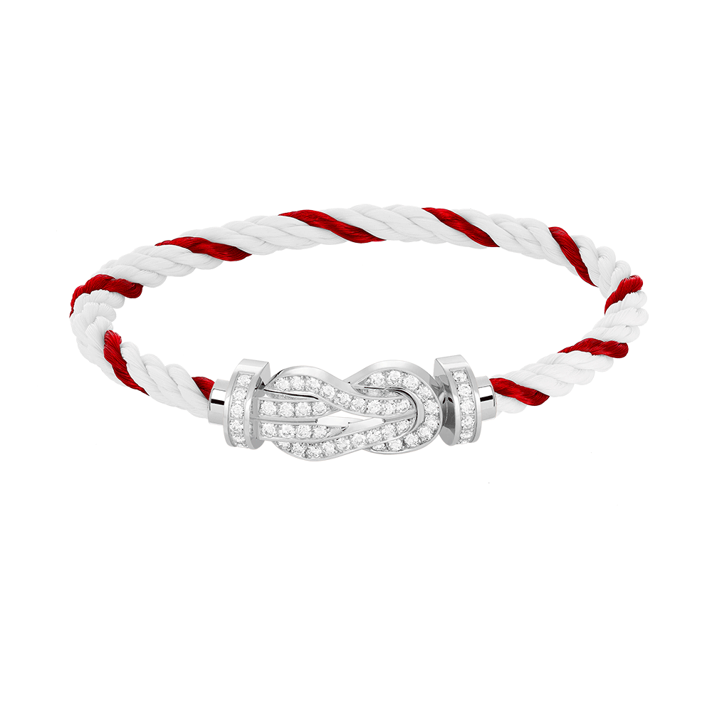 [Leaves]LARGE 8-FIGURE BUCKLE FULL DIAMOND BRACELET -WHITE GOLD