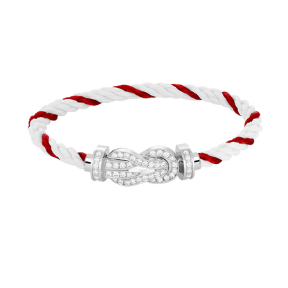 [Leaves]LARGE 8-FIGURE BUCKLE FULL DIAMOND BRACELET -WHITE GOLD