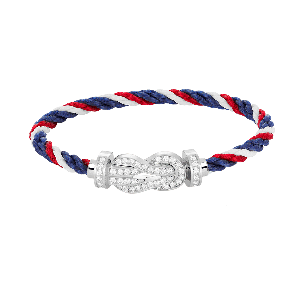[Leaves]LARGE 8-FIGURE BUCKLE FULL DIAMOND BRACELET -WHITE GOLD
