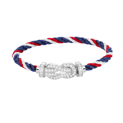 [Leaves]LARGE 8-FIGURE BUCKLE FULL DIAMOND BRACELET -WHITE GOLD