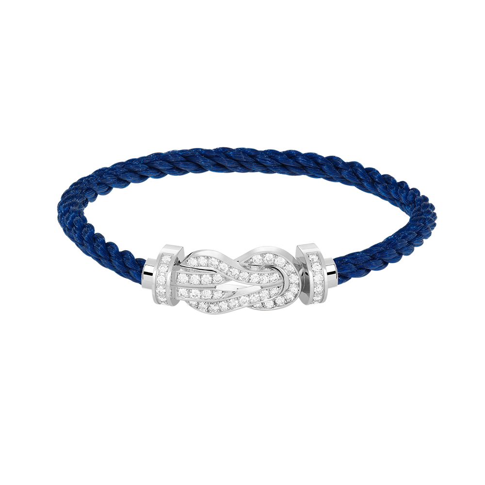 [Leaves]LARGE 8-FIGURE BUCKLE FULL DIAMOND BRACELET -WHITE GOLD