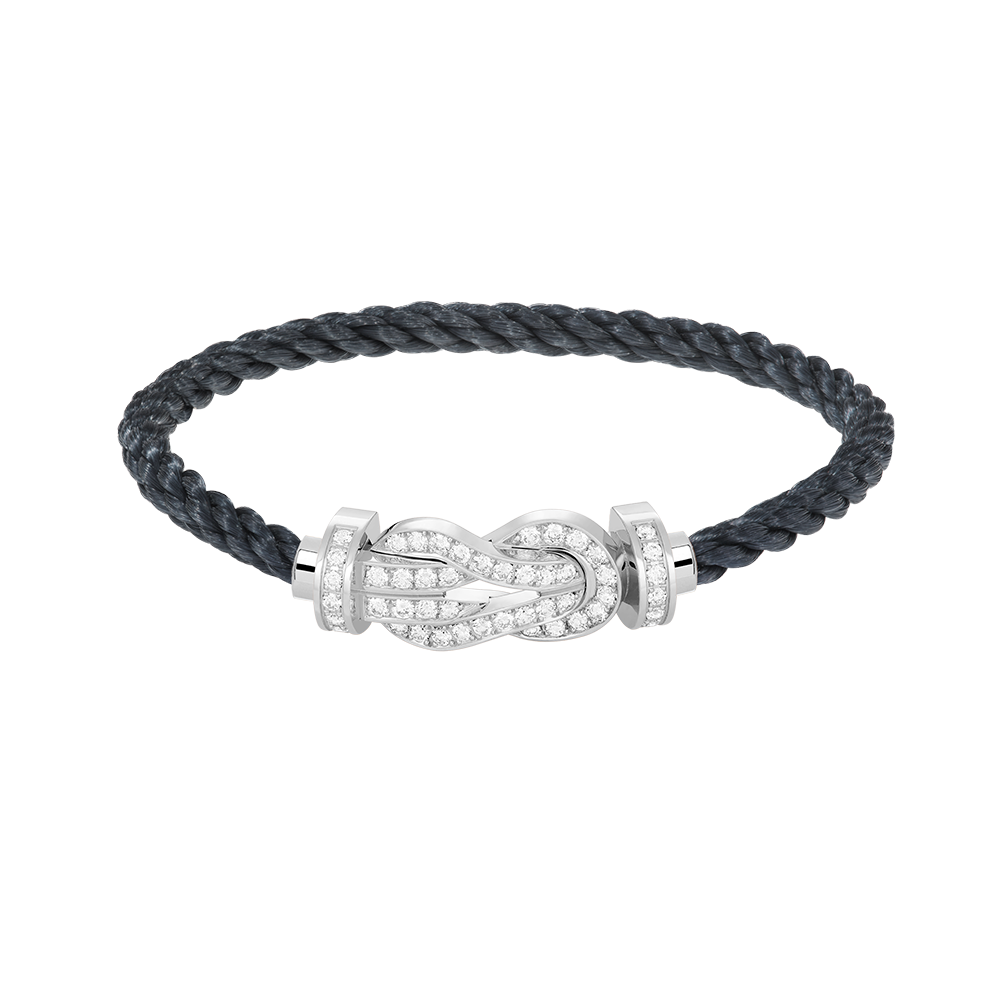 [Leaves]LARGE 8-FIGURE BUCKLE FULL DIAMOND BRACELET -WHITE GOLD
