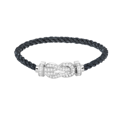 [Leaves]LARGE 8-FIGURE BUCKLE FULL DIAMOND BRACELET -WHITE GOLD