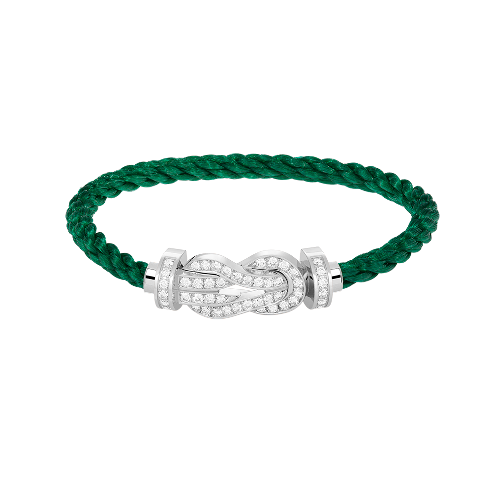 [Leaves]LARGE 8-FIGURE BUCKLE FULL DIAMOND BRACELET -WHITE GOLD