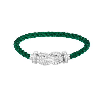 [Leaves]LARGE 8-FIGURE BUCKLE FULL DIAMOND BRACELET -WHITE GOLD