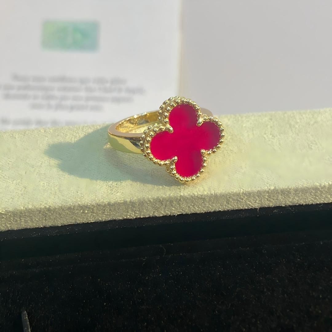 [Leaves]NEW CLOVER PINK ENAMEL RINGS