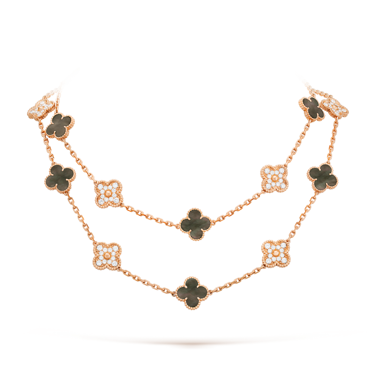 [Leaves]CLOVER 20 MOTIFS DARK MOP DIAMOND  NECKLACE