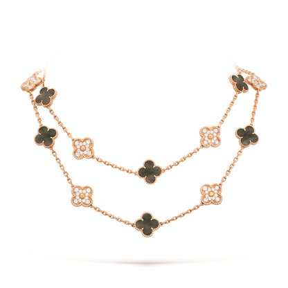 [Leaves]CLOVER 20 MOTIFS DARK MOP DIAMOND  NECKLACE