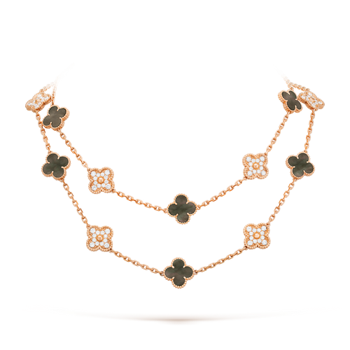 [Leaves]CLOVER 20 MOTIFS DARK MOP DIAMOND  NECKLACE