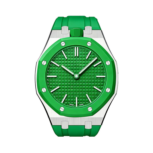 [Leaves]OAK POP GREEN STEEL SILICONE STRAP