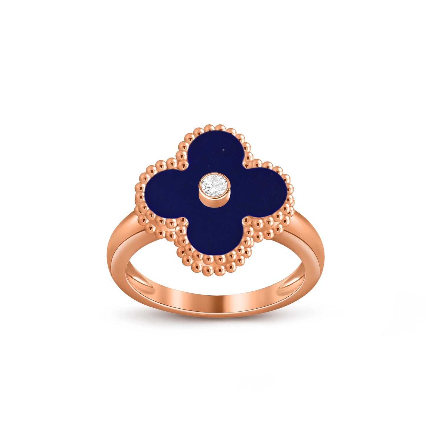 [Leaves]LUCKY CLOVER DIAMOND-ACCENT ROSE GOLD RING COLLECTION