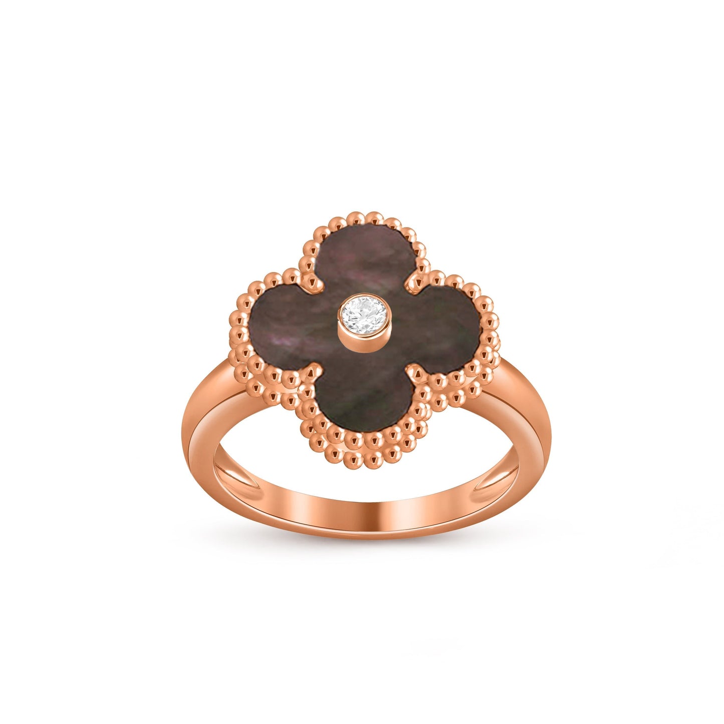 [Leaves]LUCKY CLOVER DIAMOND-ACCENT ROSE GOLD RING COLLECTION