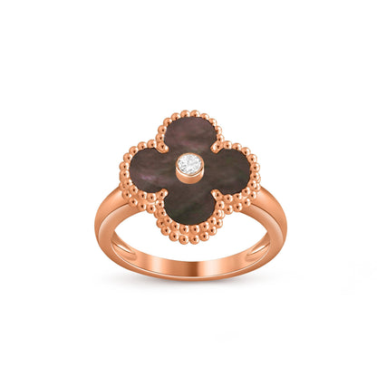 [Leaves]LUCKY CLOVER DIAMOND-ACCENT ROSE GOLD RING COLLECTION