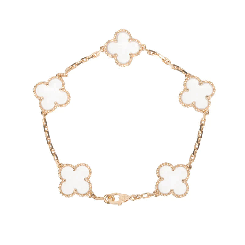 [Leaves]CLOVER 5 MOTIF ROCK CRYSTAL BRACELET