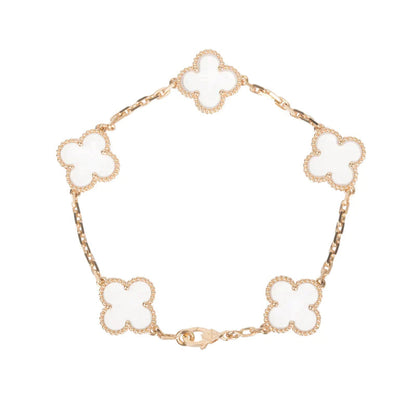 [Leaves]CLOVER 5 MOTIF ROCK CRYSTAL BRACELET