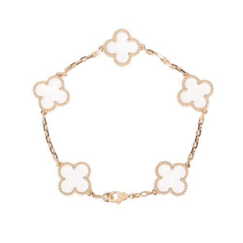 [Leaves]CLOVER 5 MOTIF ROCK CRYSTAL BRACELET