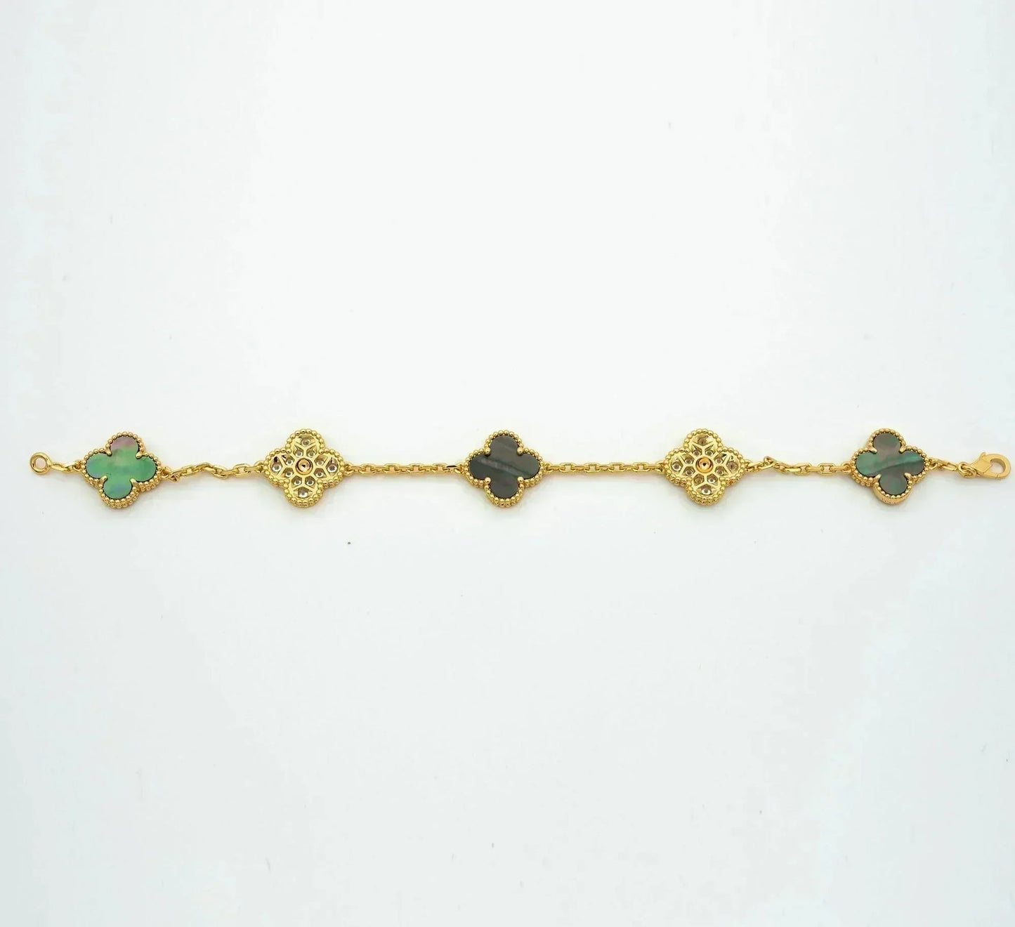 [Leaves]LUCKY CLOVER 5-MOTIF BRACELET - GREY MOTHER-OF-PEARL COLLECTION