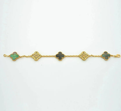 [Leaves]LUCKY CLOVER 5-MOTIF BRACELET - GREY MOTHER-OF-PEARL COLLECTION