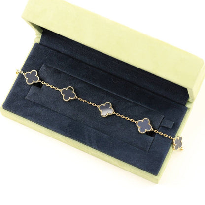 [Leaves]LUCKY CLOVER 5-MOTIF BRACELET - BLACK OXNY COLLECTION