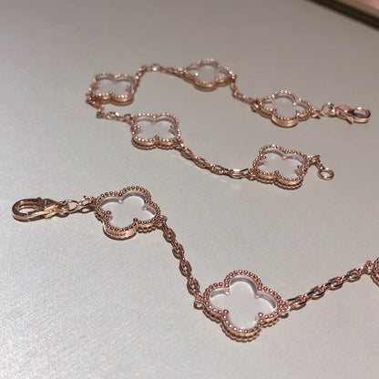[Leaves]CLOVER 5 MOTIF ROCK CRYSTAL BRACELET