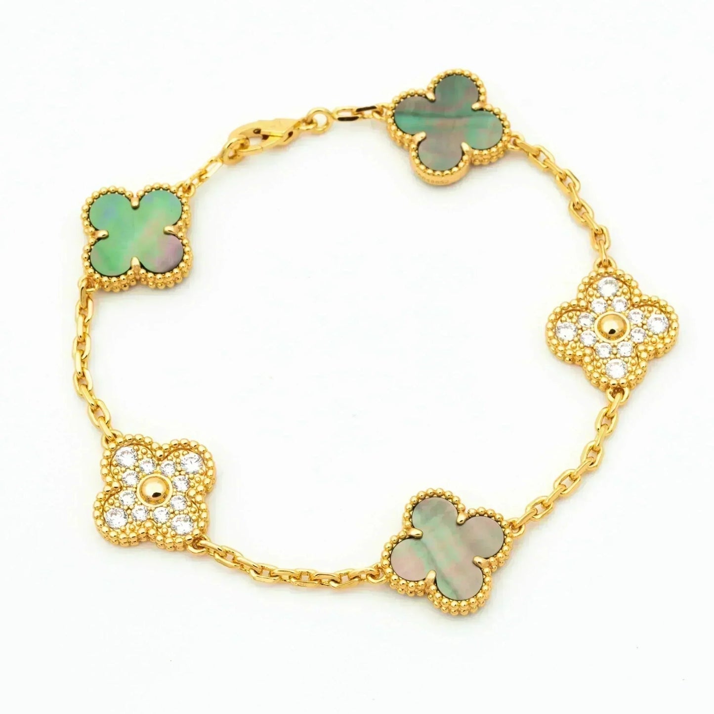 [Leaves]LUCKY CLOVER 5-MOTIF BRACELET - GREY MOTHER-OF-PEARL COLLECTION