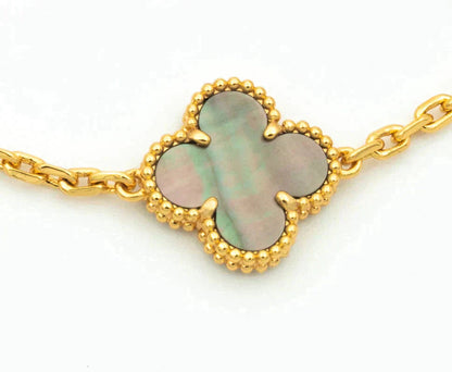 [Leaves]LUCKY CLOVER 5-MOTIF BRACELET - GREY MOTHER-OF-PEARL COLLECTION