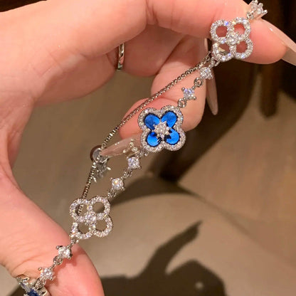[Leaves]CLOVER 5 MOTIF PINK BLUE RED WHITE BRACELET