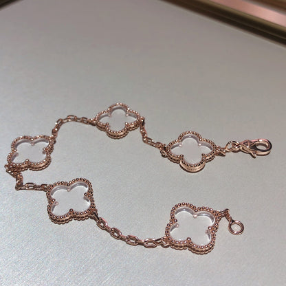 [Leaves]CLOVER 5 MOTIF ROCK CRYSTAL BRACELET