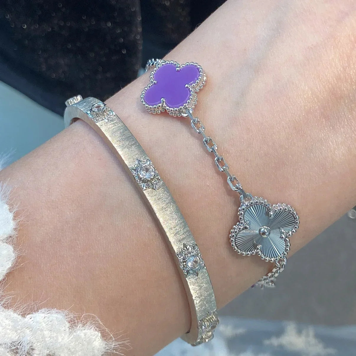 [Leaves]LUCKY CLOVER 5-MOTIF BRACELET - VIOLET COLLECTION