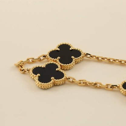 [Leaves]LUCKY CLOVER 5-MOTIF BRACELET - BLACK OXNY COLLECTION