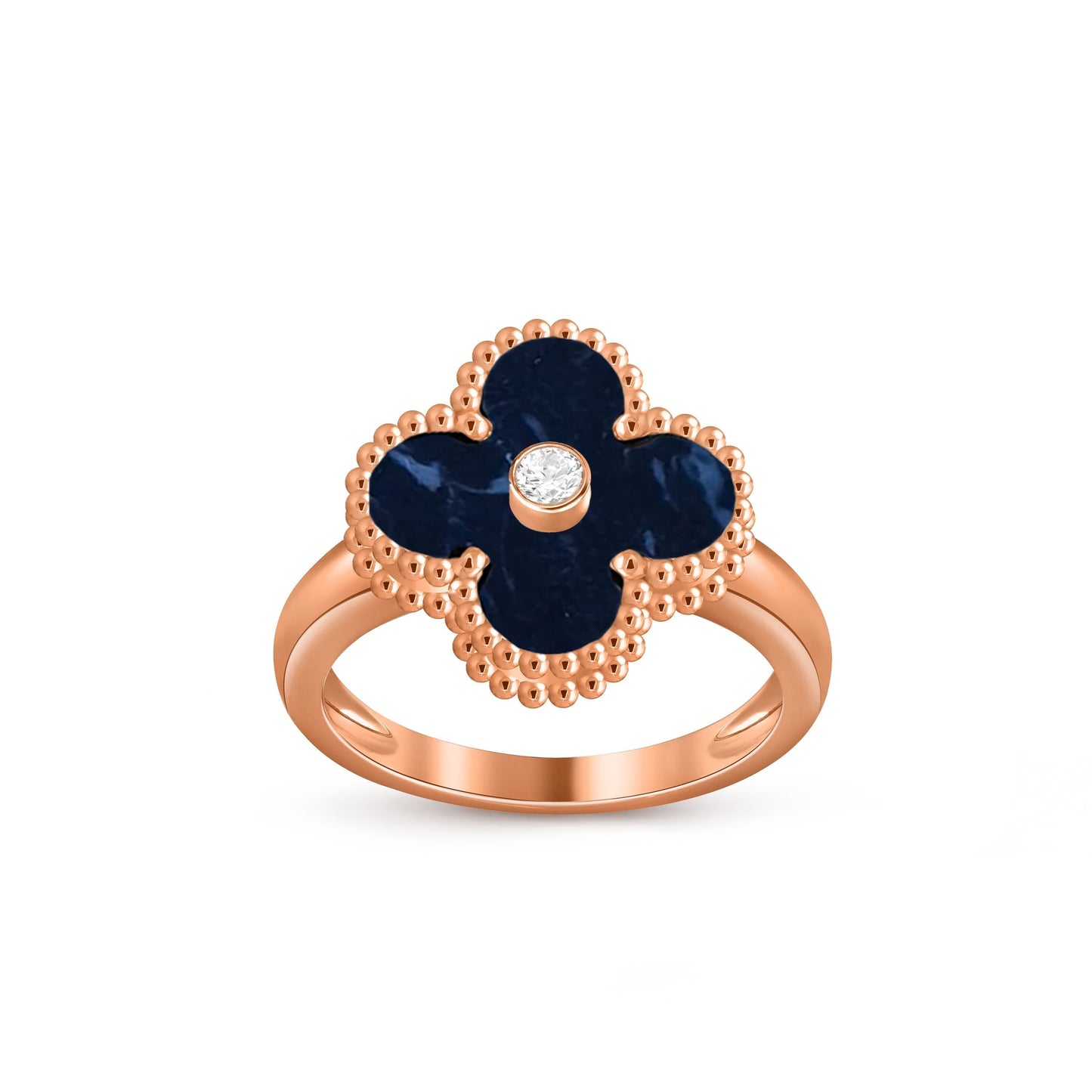 [Leaves]LUCKY CLOVER DIAMOND-ACCENT ROSE GOLD RING COLLECTION