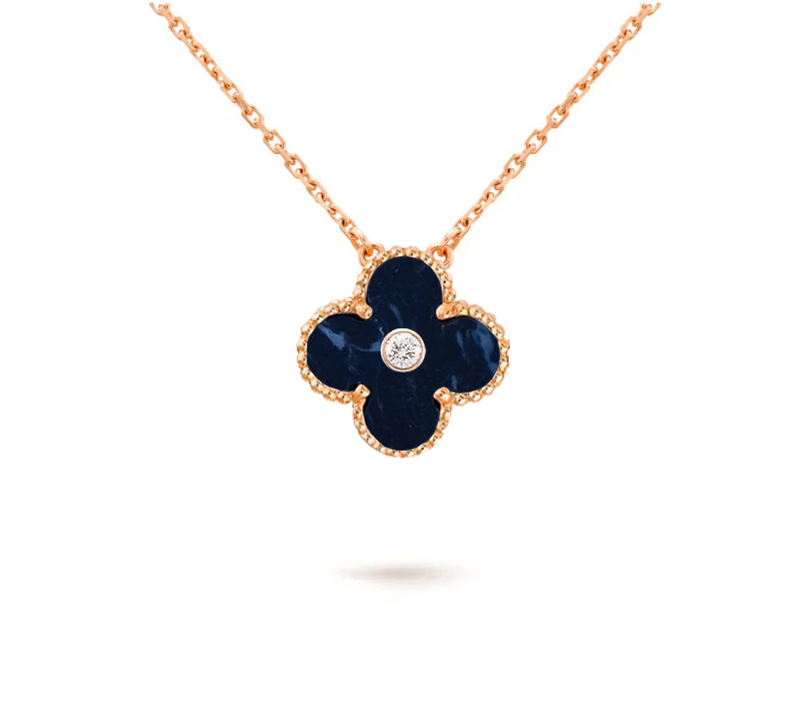 [Leaves]15MM CLOVER FLOWER DIAMOND PENDANT NECKLACE COLLECTION
