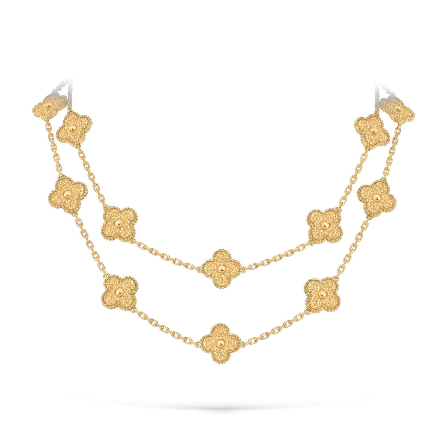 [Leaves]CLASSIC 20-MOTIF LUCKY CLOVER LONG NECKLACE GOLD COLLECTION