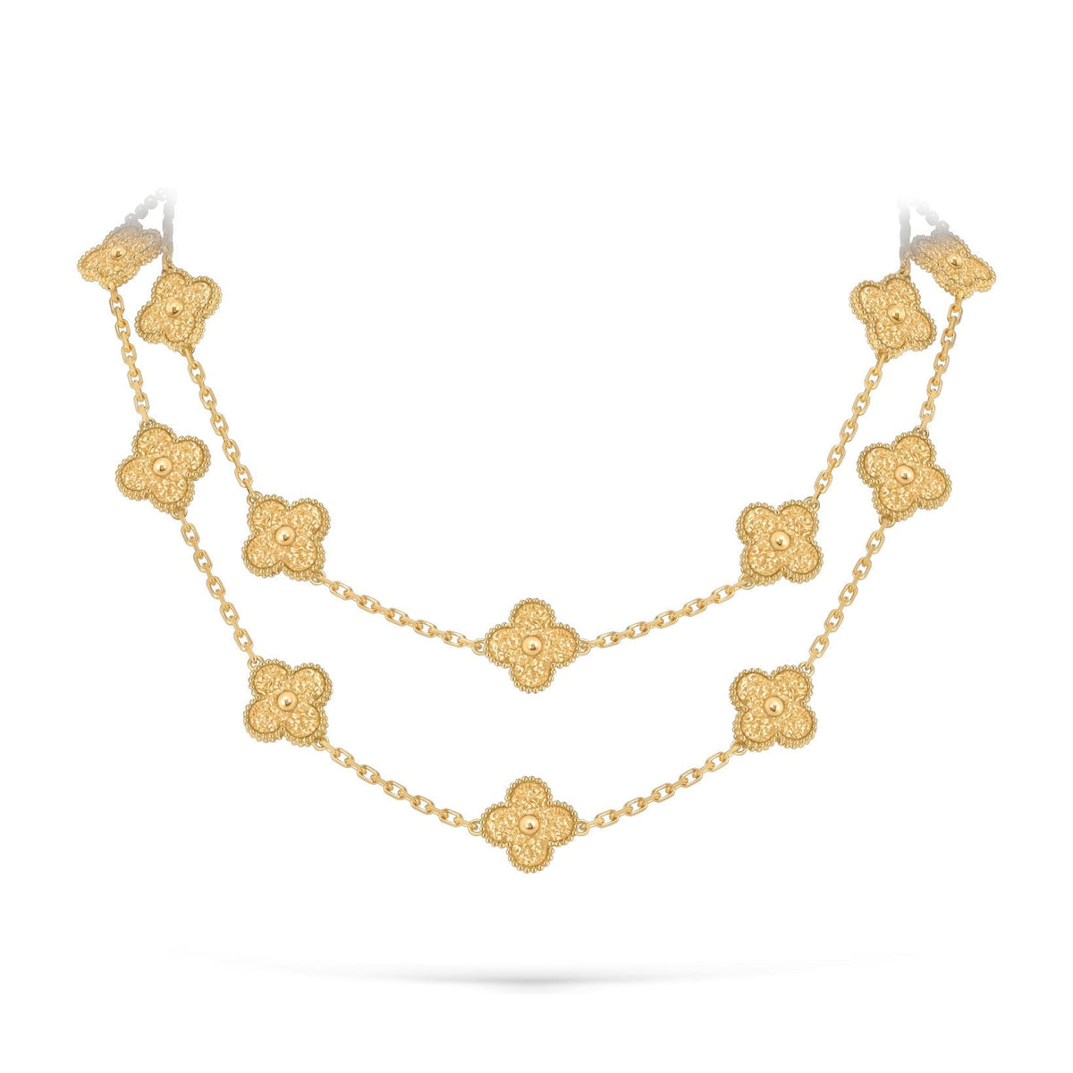 [Leaves]CLASSIC 20-MOTIF LUCKY CLOVER LONG NECKLACE GOLD COLLECTION