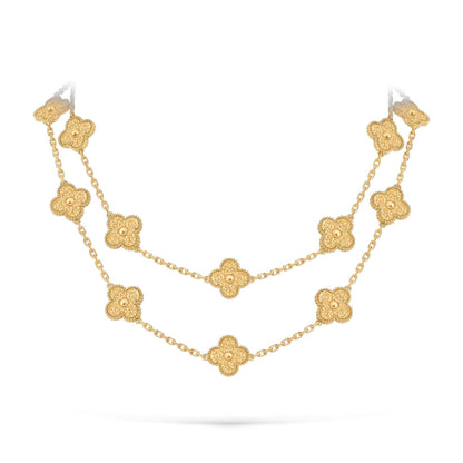 [Leaves]CLASSIC 20-MOTIF LUCKY CLOVER LONG NECKLACE GOLD COLLECTION