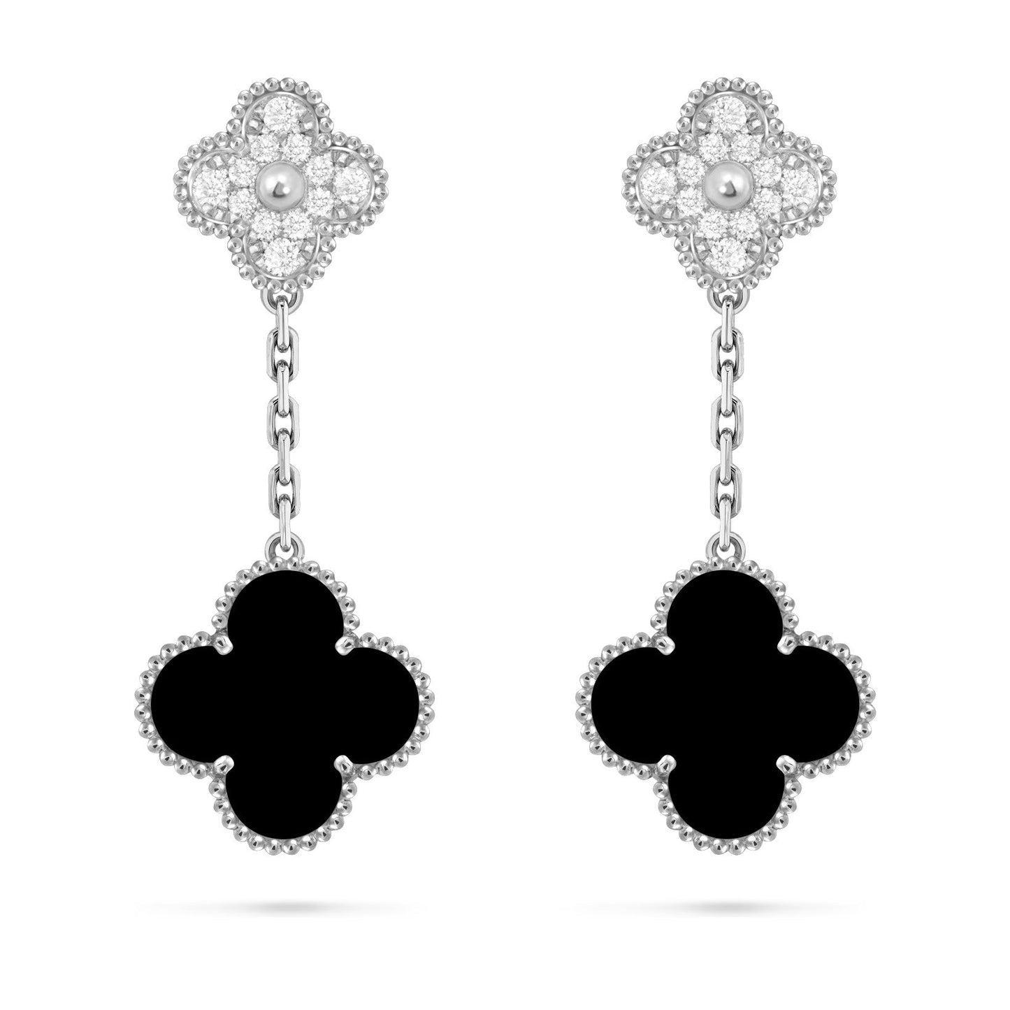 [Leaves]CLOVER DUAL-MOTIF STATEMENT STUD EARRINGS - DOUBLE-CHARM COLLECTION